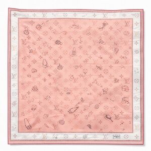 LOUIS VUlTTON luxury vibes pink white monogram silky scarf 35x35‼️LAST ONE LEFT